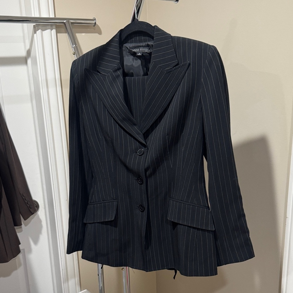 Anne Klein Black Pinstripe Blazer